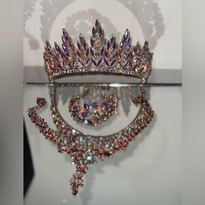 Stunning Multicolor Crystal Tiara and Bracelet Set